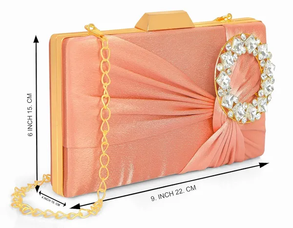 Peach_Luxurious_Satin_Evening_Clutch_With_Detachable_Chain_Strap_For_Women_&_Girls_(22_X_10_X_15_Cm)