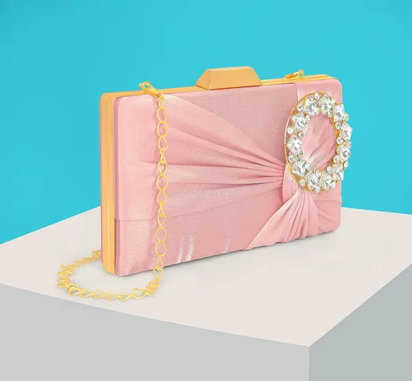 Pink_Luxurious_Satin_Evening_Clutch_With_Detachable_Chain_Strap_For_Women_&_Girls_(22_X_10_X_15_Cm)