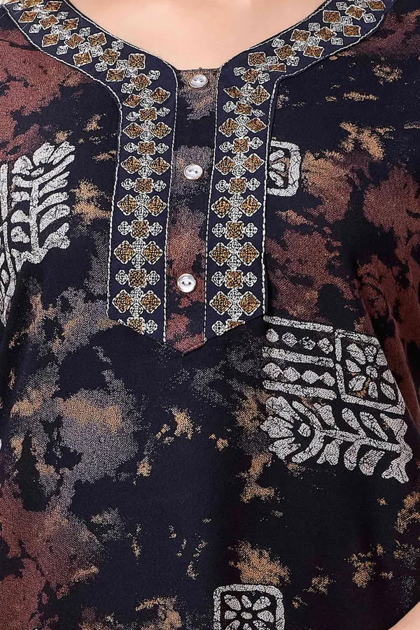 Navy_blue_Ajrakh_style_embroidered__A-line_Alpine__Nighty_for_Women