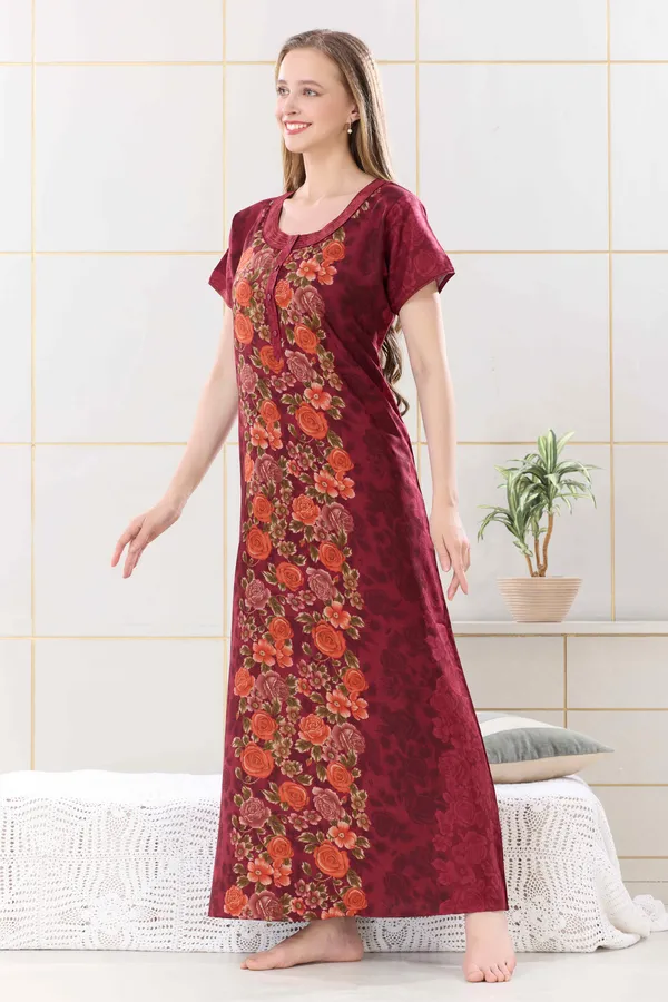 Maroon_Alpine_center_panel_floral_nighty