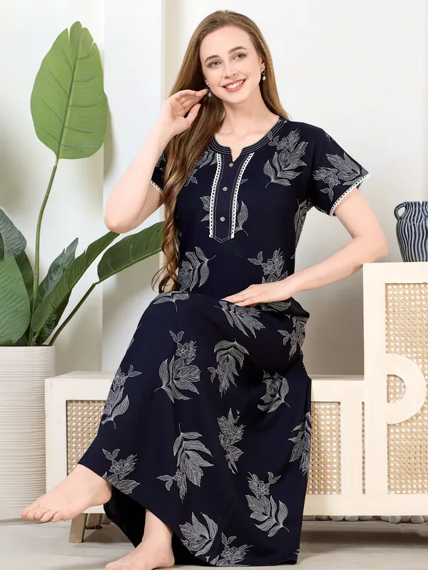 Navy_blue_floral__laced_A-line_Alpine__Nighty_for_Women