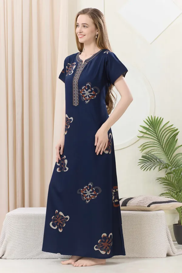 Navy_blue_floral_embroidered__A-line_Alpine__Nighty_for_Women