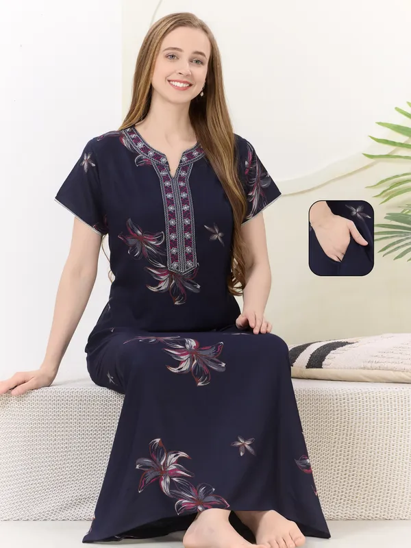 Navy_blue_floral_embroidered__A-line_Alpine__Nighty_for_Women
