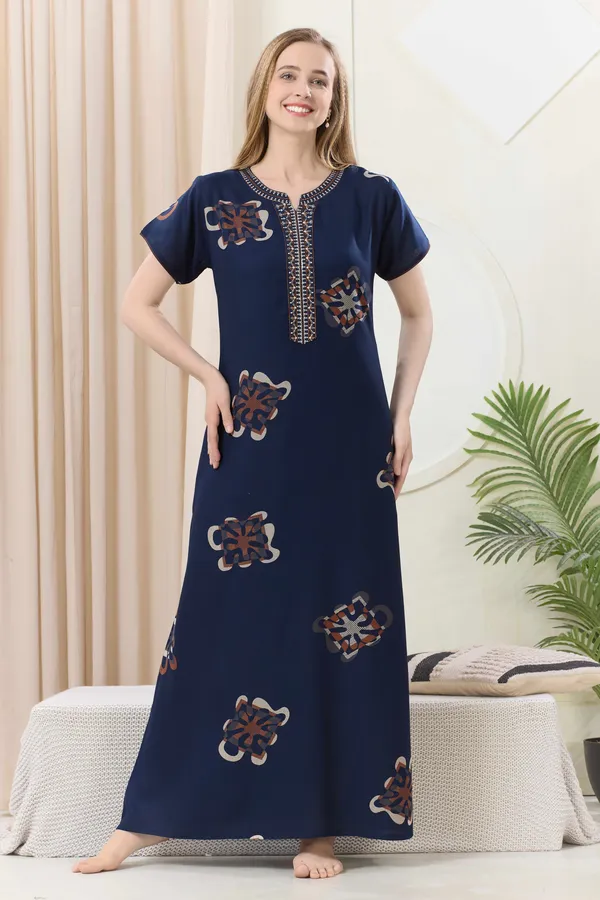 Navy_blue_floral_embroidered__A-line_Alpine__Nighty_for_Women