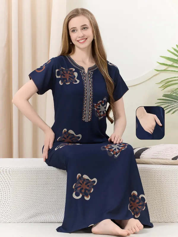 Navy_blue_floral_embroidered__A-line_Alpine__Nighty_for_Women
