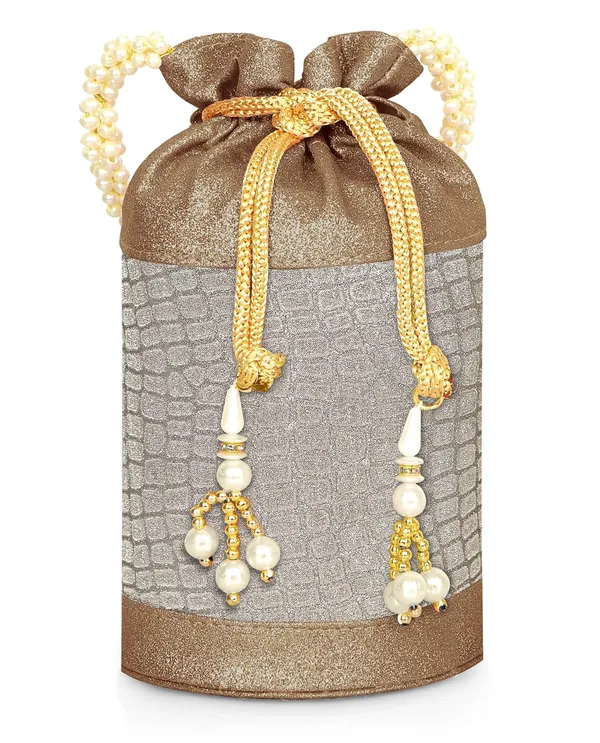 Brown_Opulent_Glow_Potli_Bag_With_Pearl_Handle_For_Women_&_Girls_(12.5_X_12.5_X_20_Cm)
