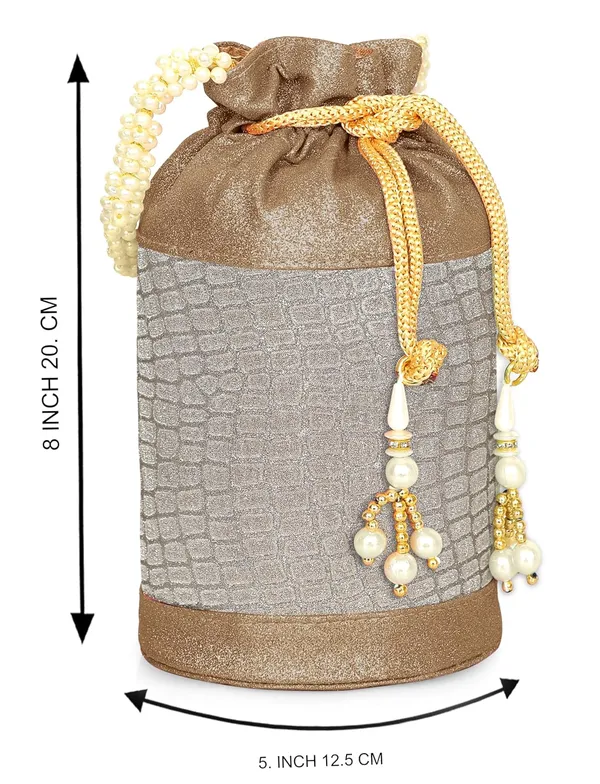 Brown_Opulent_Glow_Potli_Bag_With_Pearl_Handle_For_Women_&_Girls_(12.5_X_12.5_X_20_Cm)