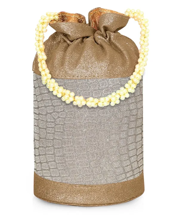 Brown_Opulent_Glow_Potli_Bag_With_Pearl_Handle_For_Women_&_Girls_(12.5_X_12.5_X_20_Cm)