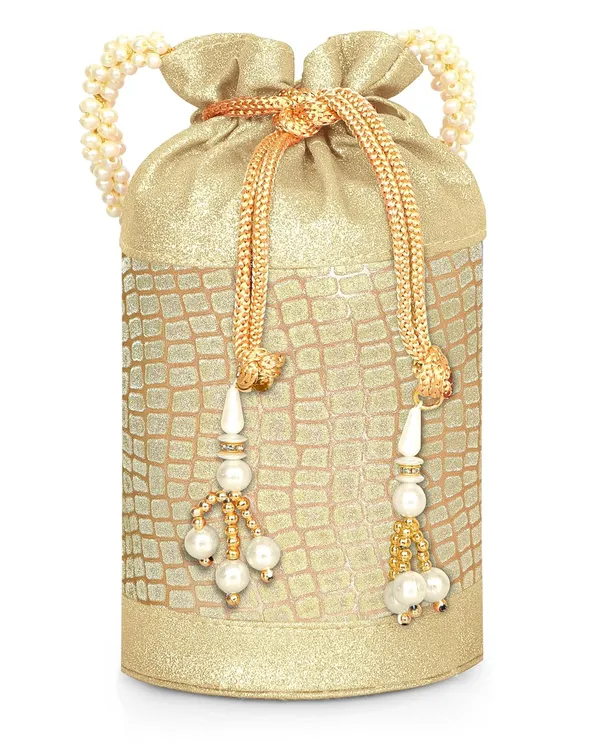 Gold_Opulent_Glow_Potli_Bag_With_Pearl_Handle_For_Women_&_Girls_(12.5_X_12.5_X_20_Cm)