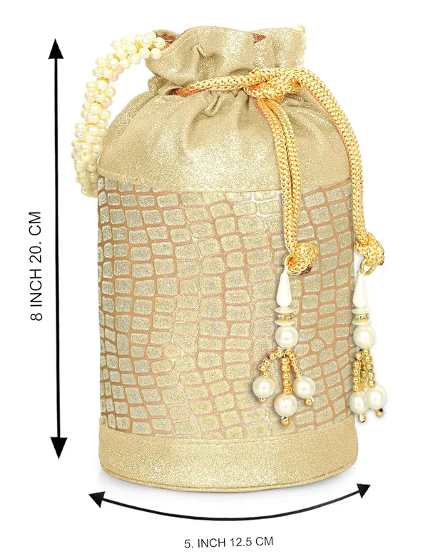 Gold_Opulent_Glow_Potli_Bag_With_Pearl_Handle_For_Women_&_Girls_(12.5_X_12.5_X_20_Cm)