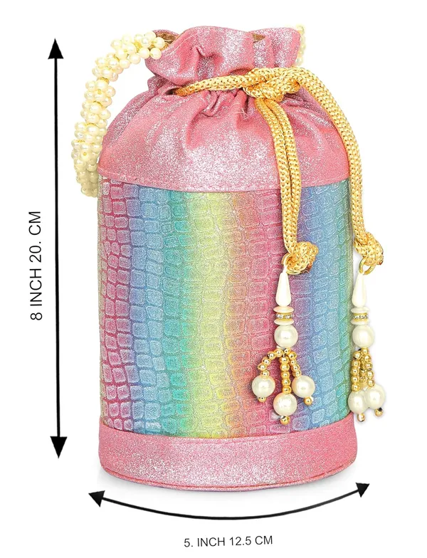 Multicolor_Opulent_Glow_Potli_Bag_With_Pearl_Handle_For_Women_&_Girls_(12.5_X_12.5_X_20_Cm)