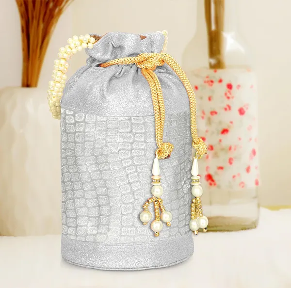 Silver_Opulent_Glow_Potli_Bag_With_Pearl_Handle_For_Women_&_Girls_(12.5_X_12.5_X_20_Cm)