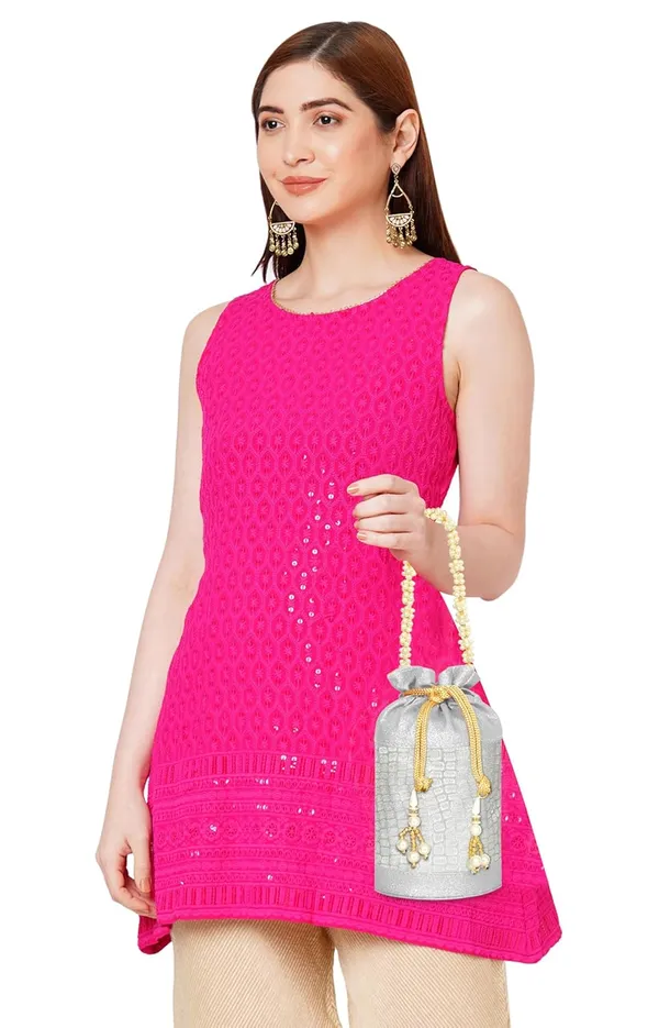 Silver_Opulent_Glow_Potli_Bag_With_Pearl_Handle_For_Women_&_Girls_(12.5_X_12.5_X_20_Cm)
