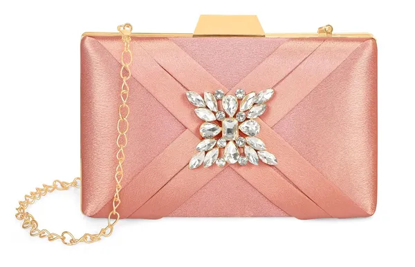 Peach_Premium_Satin_With_Shiny_Texture_Diamond_Clutch_For_Women_&_Girls_(22_X_10_X_15_Cm)