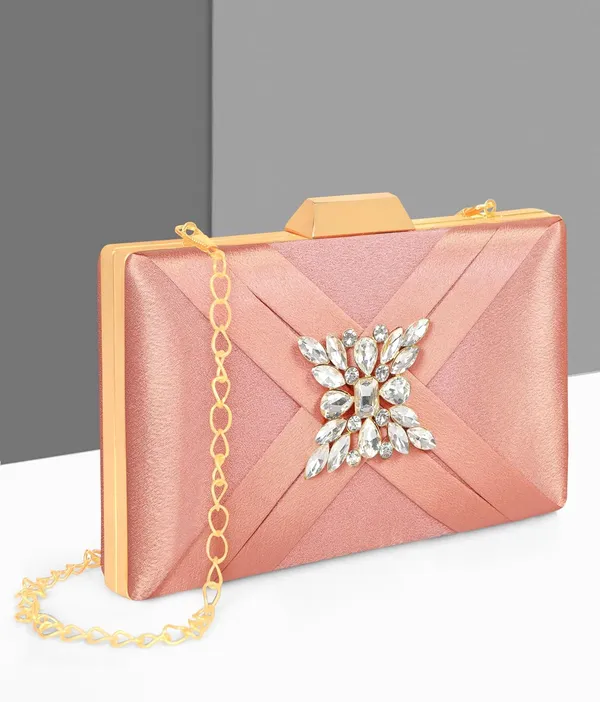 Peach_Premium_Satin_With_Shiny_Texture_Diamond_Clutch_For_Women_&_Girls_(22_X_10_X_15_Cm)
