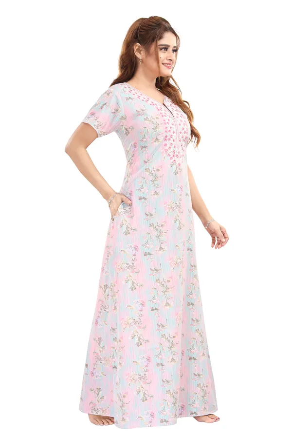 Pink_Floral_Cotton_blend_Night_Dress_For_Ladies