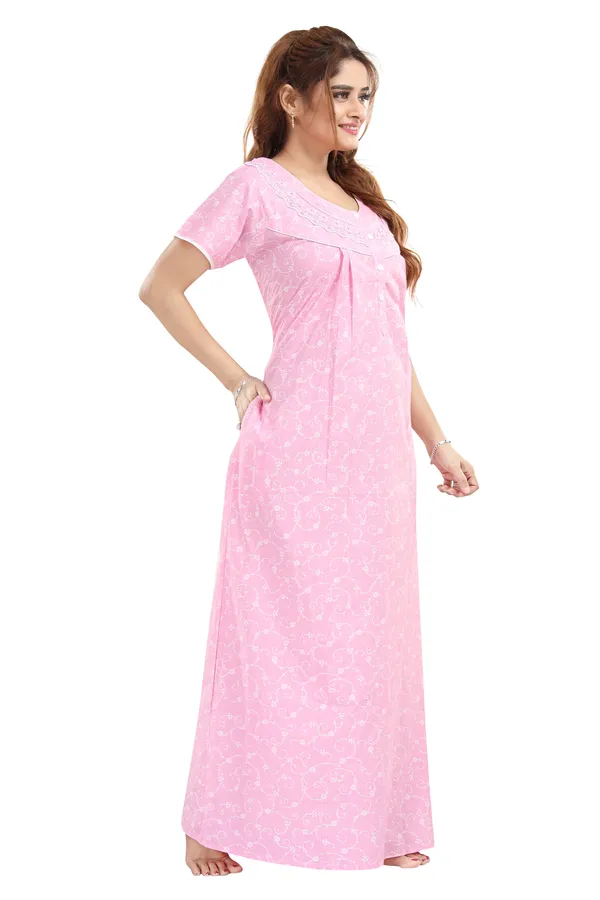Pink_Floral_Pure_Cotton_Night_Dress_For_Ladies