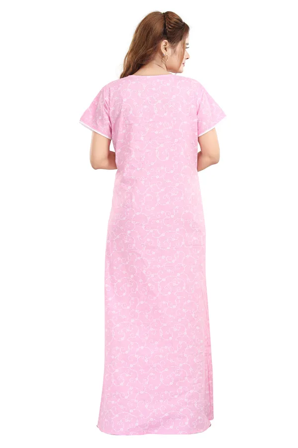 Pink_Floral_Pure_Cotton_Night_Dress_For_Ladies