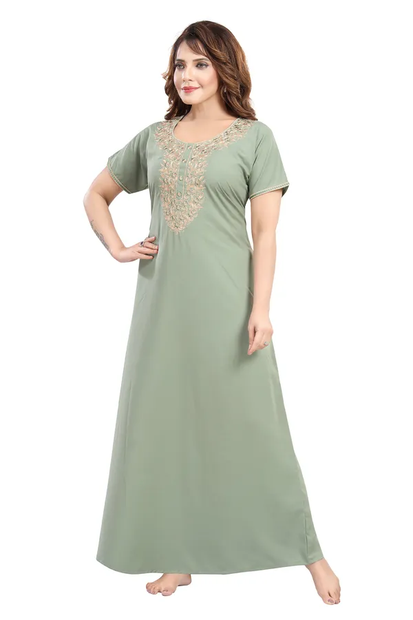 Pista_green_Cotton_Blend_Nighty_For_Women