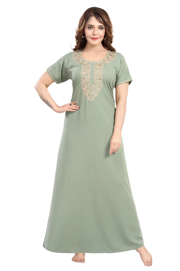 Pista_green_Cotton_Blend_Nighty_For_Women