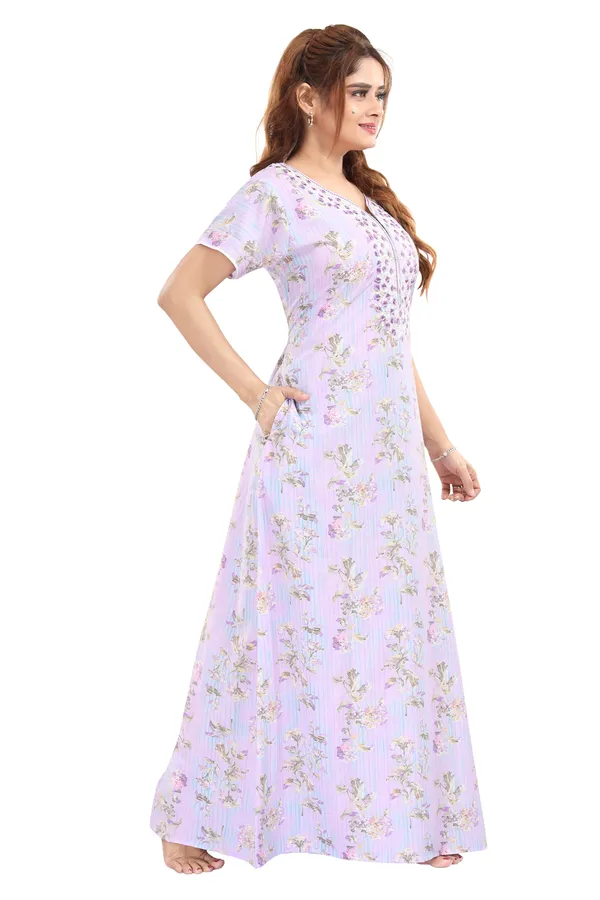 Purple_Floral_Cotton_blend_Night_Dress_For_Ladies