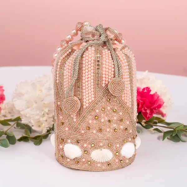Rose_Gold_Regal_Gleam_Handcrafted_Zari_Potli_For_Women_&_Girls_(12.7_X_12.7_X_22.9_Cm)
