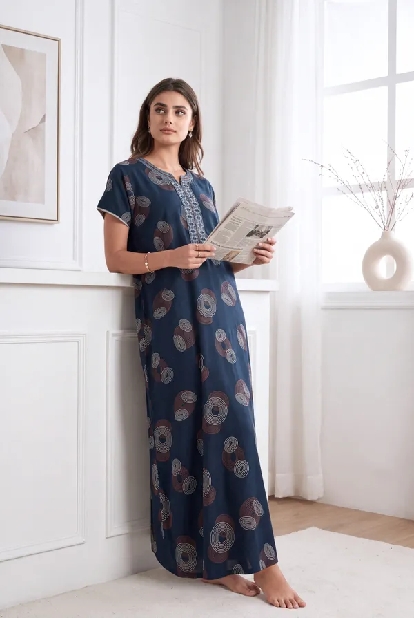 Rama_green_geometrical_alpine_A-line_neck_embroidery_nighty_for_womens