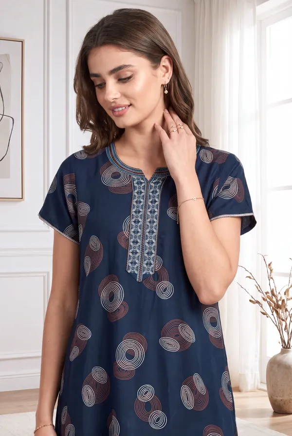 Rama_green_geometrical_alpine_A-line_neck_embroidery_nighty_for_womens