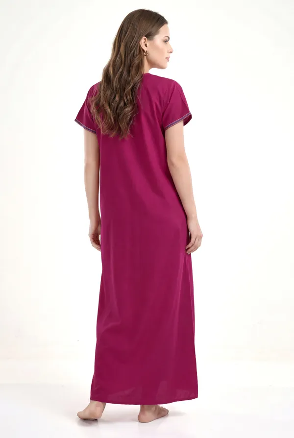 Rani_plain_embroidery_Cotton_blend_Night_Dress_For_Ladies