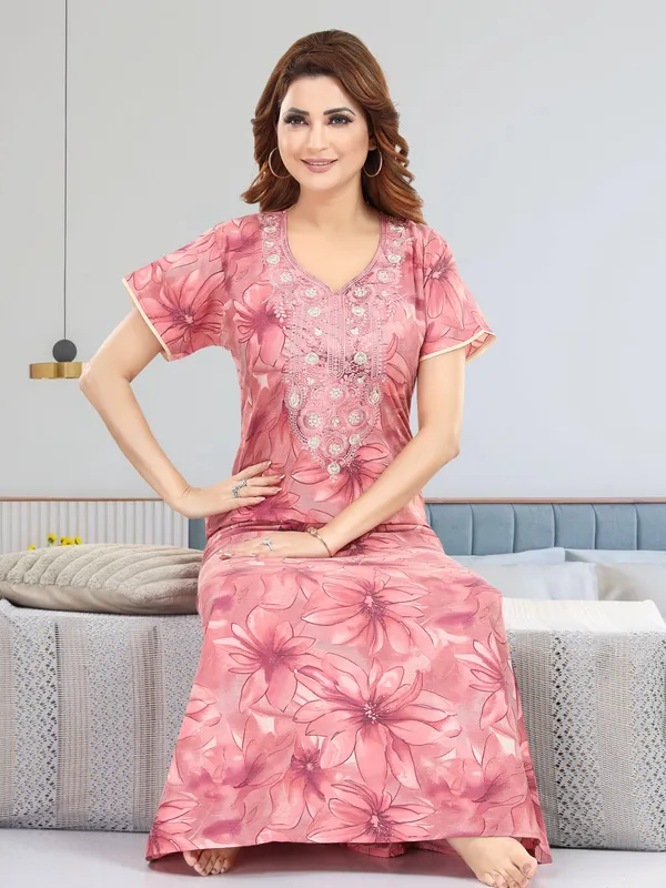 Rose_Cotton_blend_nighty_for_women