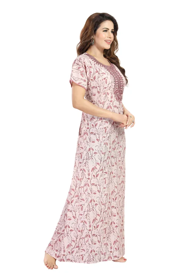 Rose_Floral_Cotton_blend_Night_Dress_For_Ladies