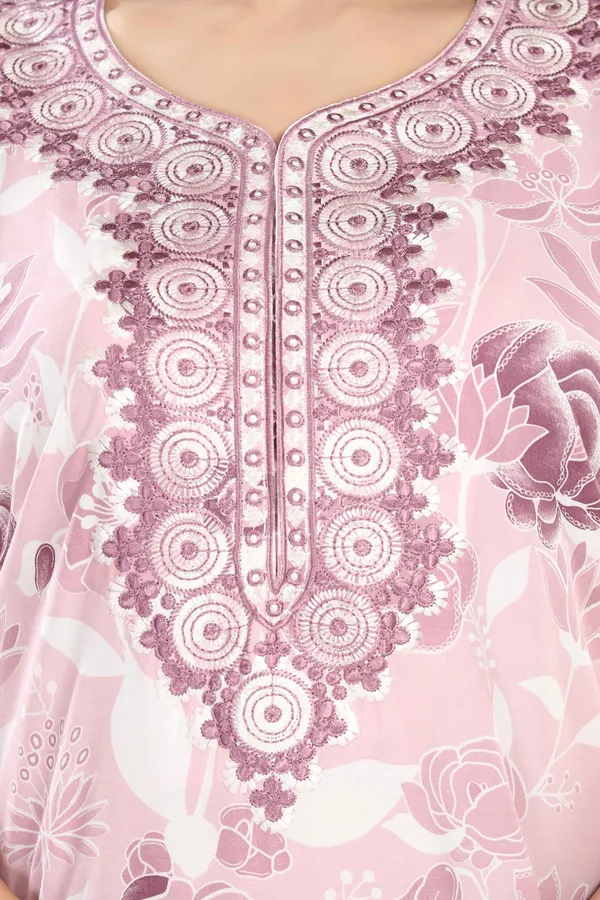 Rose_Floral_Cotton_blend_Night_Dress_For_Ladies