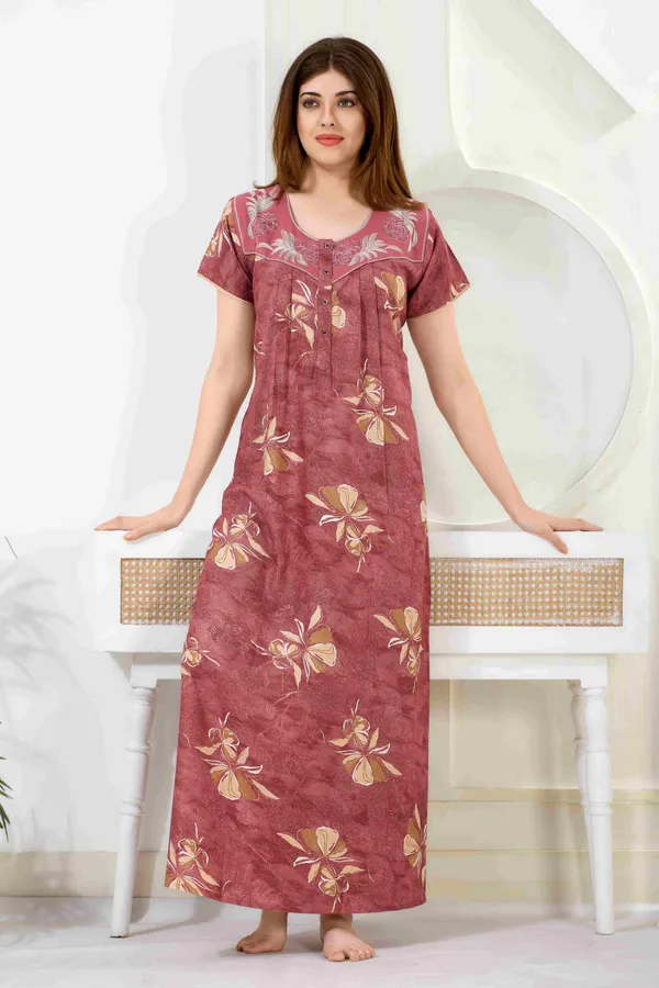 Rose_floral_pleated_alpine_neck_embroidery_nighty_for_womens