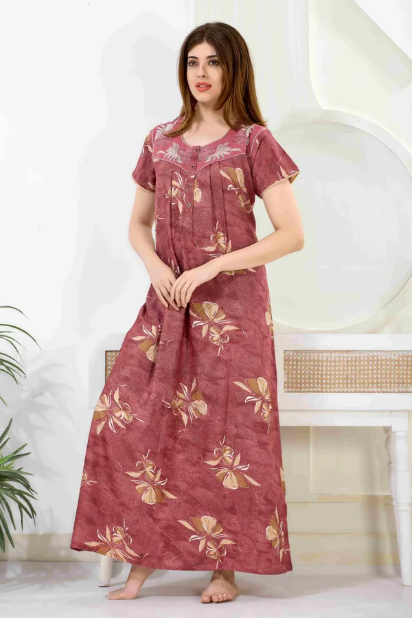 Rose_floral_pleated_alpine_neck_embroidery_nighty_for_womens