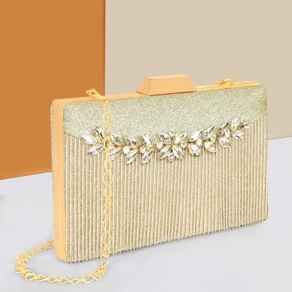 Gold_Shimmer_Grace_Clutch_Bag_With_Crystal_Leaf_Accent,_Glitter_Finish,_And_Detachable_Chain_For_Women_&_Girls_(22_X_8_X_15_Cm)