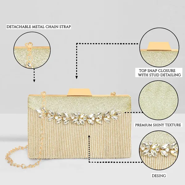 Gold_Shimmer_Grace_Clutch_Bag_With_Crystal_Leaf_Accent,_Glitter_Finish,_And_Detachable_Chain_For_Women_&_Girls_(22_X_8_X_15_Cm)