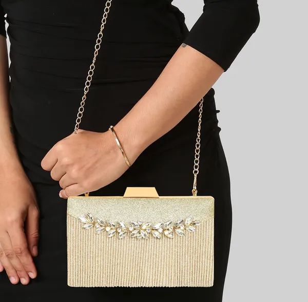 Gold_Shimmer_Grace_Clutch_Bag_With_Crystal_Leaf_Accent,_Glitter_Finish,_And_Detachable_Chain_For_Women_&_Girls_(22_X_8_X_15_Cm)