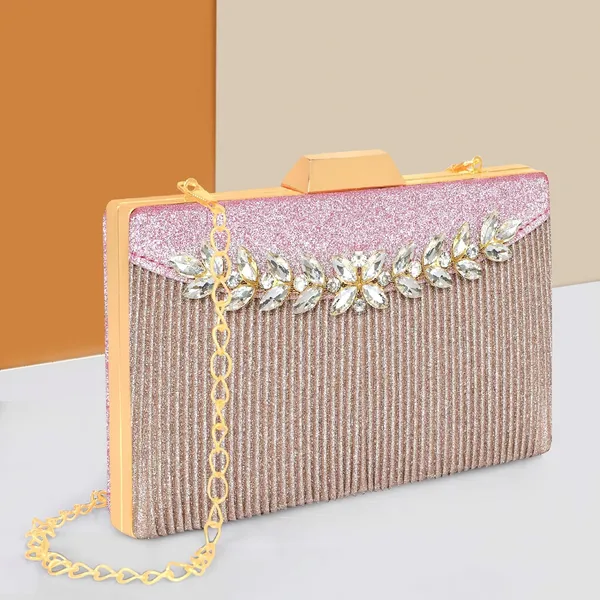 Pink_Shimmer_Grace_Clutch_Bag_With_Crystal_Leaf_Accent,_Glitter_Finish,_And_Detachable_Chain_For_Women_&_Girls_(22_X_8_X_15_Cm)