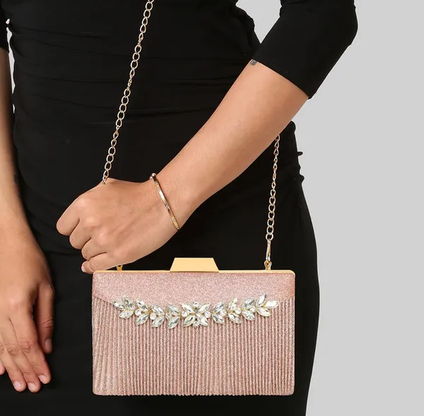 Rose_Gold_Shimmer_Grace_Clutch_Bag_With_Crystal_Leaf_Accent,_Glitter_Finish,_And_Detachable_Chain_For_Women_&_Girls_(22_X_8_X_15_Cm)