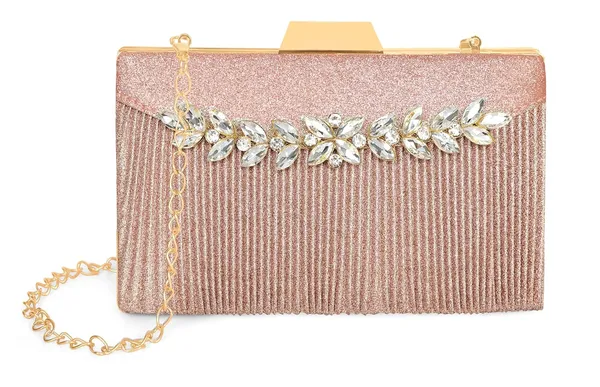 Rose_Gold_Shimmer_Grace_Clutch_Bag_With_Crystal_Leaf_Accent,_Glitter_Finish,_And_Detachable_Chain_For_Women_&_Girls_(22_X_8_X_15_Cm)