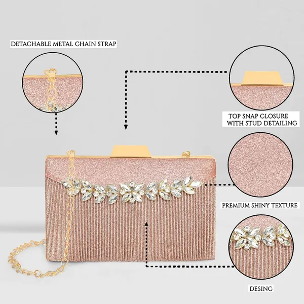 Rose_Gold_Shimmer_Grace_Clutch_Bag_With_Crystal_Leaf_Accent,_Glitter_Finish,_And_Detachable_Chain_For_Women_&_Girls_(22_X_8_X_15_Cm)