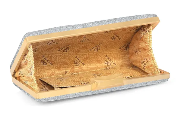 Silver_Shimmer_Grace_Clutch_Bag_With_Crystal_Leaf_Accent,_Glitter_Finish,_And_Detachable_Chain_For_Women_&_Girls_(22_X_8_X_15_Cm)