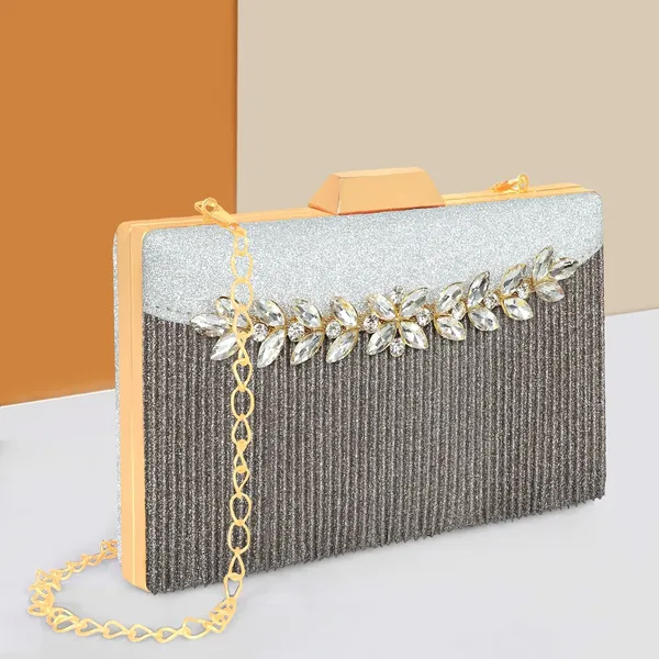 Silver_Shimmer_Grace_Clutch_Bag_With_Crystal_Leaf_Accent,_Glitter_Finish,_And_Detachable_Chain_For_Women_&_Girls_(22_X_8_X_15_Cm)