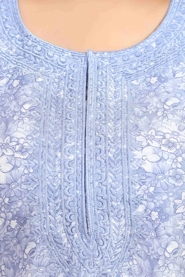 Sky_Blue_Floral_Cotton_blend_Night_Dress_For_Ladies
