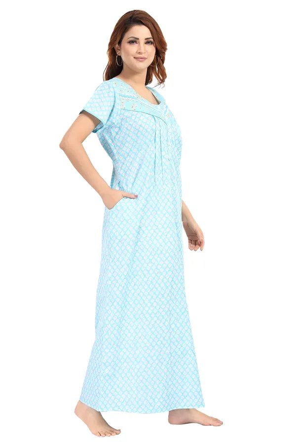 Sky_blue_Cambric_Cotton_Nighty_for_Women