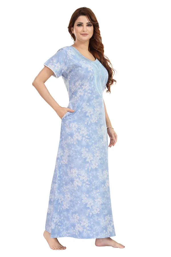 Sky_blue_Cotton_Blend__Nighty_for_Women