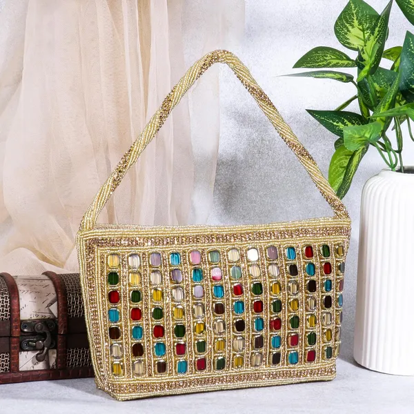 Gold_Talia_Mosaic_Beaded_Zari_Hand_Work_Handbag_For_Women_&_Girls_(23_X_5.5_X_12.5_Cm)
