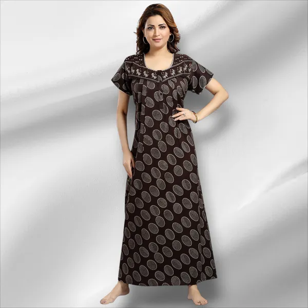 Brown_Abstract_print_Alpine_Night_Dress_For_Ladies