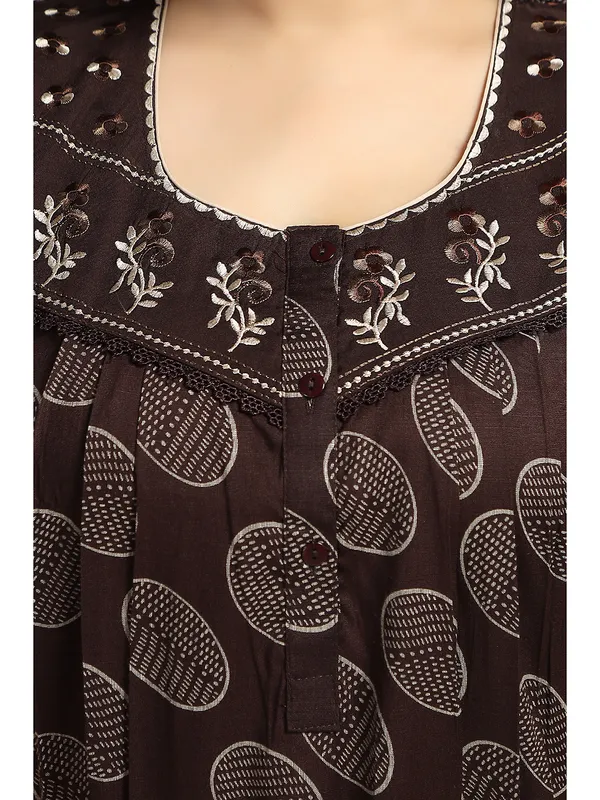 Brown_Abstract_print_Alpine_Night_Dress_For_Ladies