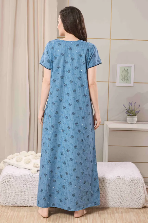 Teal_Blue_pure_Cotton__Nighty_for_Women
